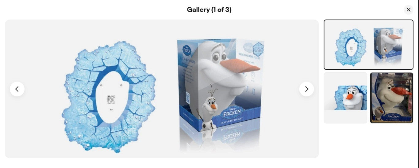 {END IN 07.15} [3D Light FX] Disney PALADONE ICONS FROZEN #001 Olaf Light - Brand New