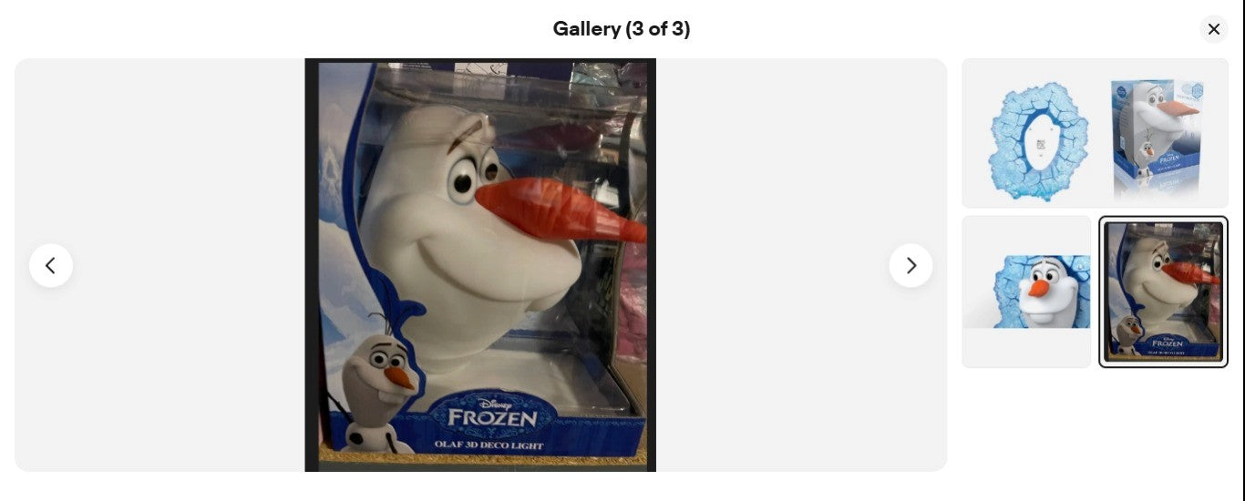 {END IN 07.15} [3D Light FX] Disney PALADONE ICONS FROZEN #001 Olaf Light - Brand New